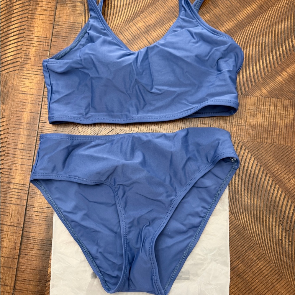SHEIN Blue Girls' Two-Piece Swim Bikini Set